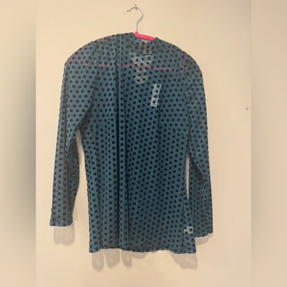 Mock-Neck Flock Dot Sheer Mesh - Picture 4 of 4